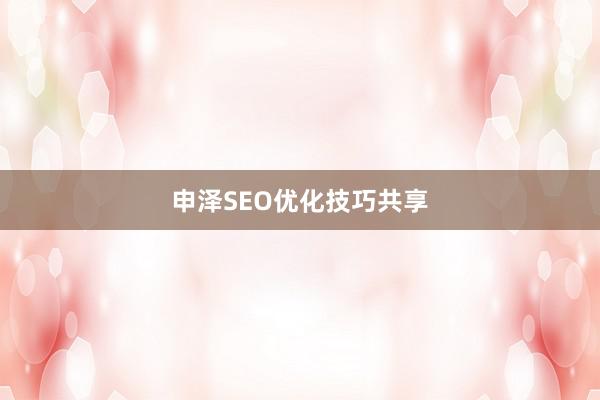 申泽SEO优化技巧共享